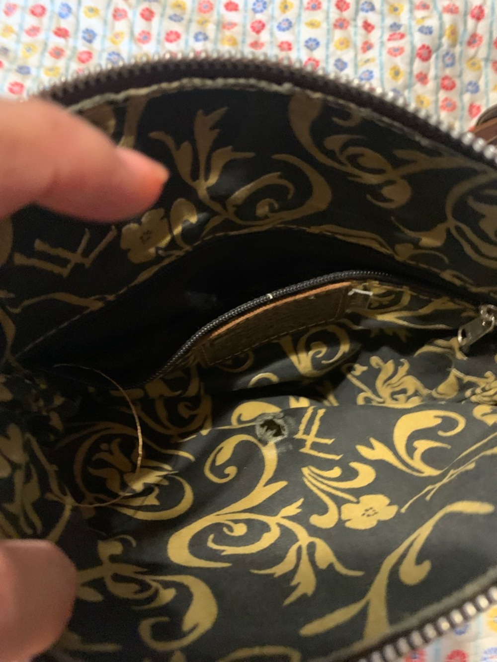 Leather Crossbody Bag with Decorative Stitching - Dark Brown - Picture 4 of 11